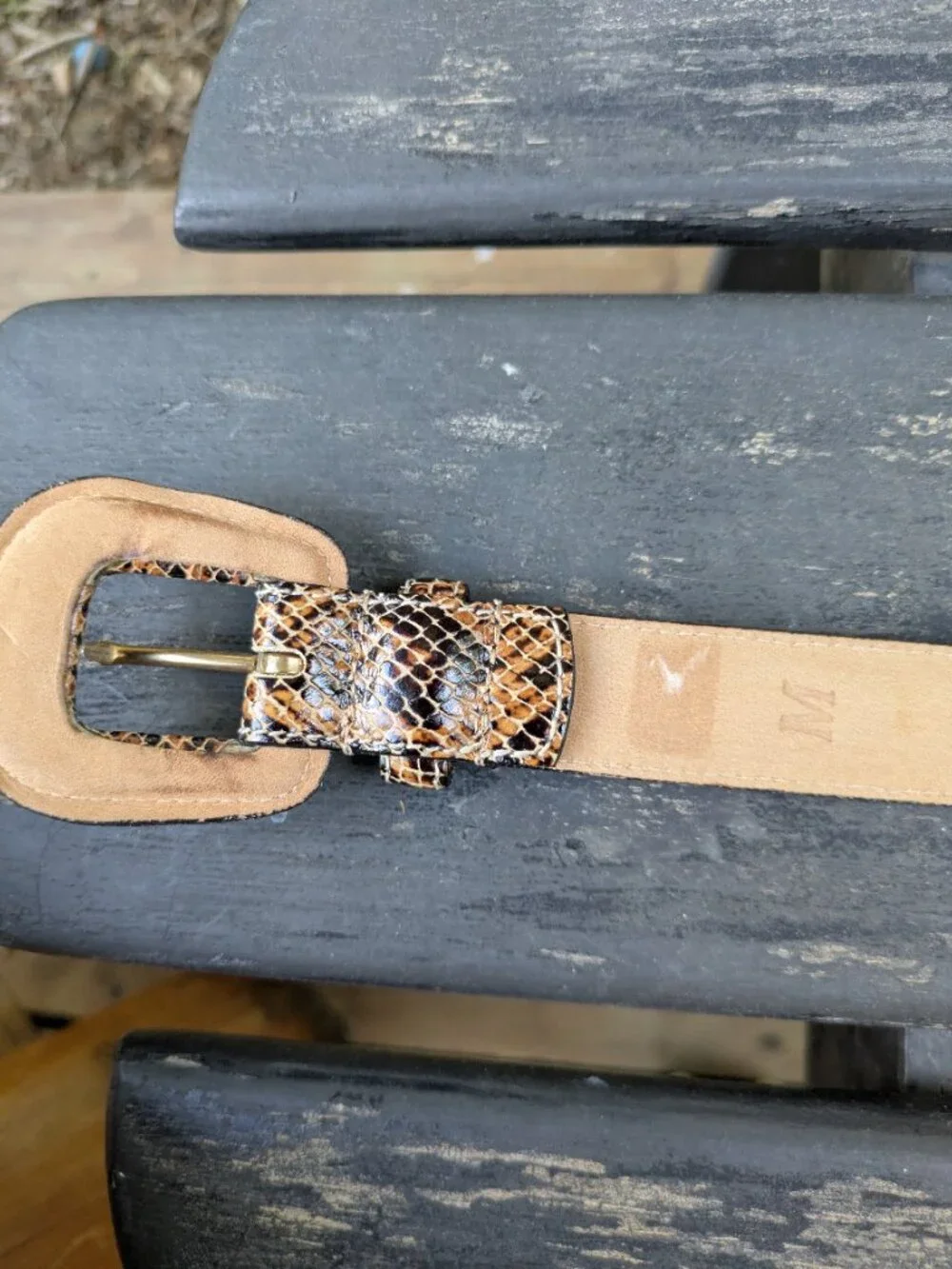 Vintage WCM New York snake-print belt Genuine Leather Size M